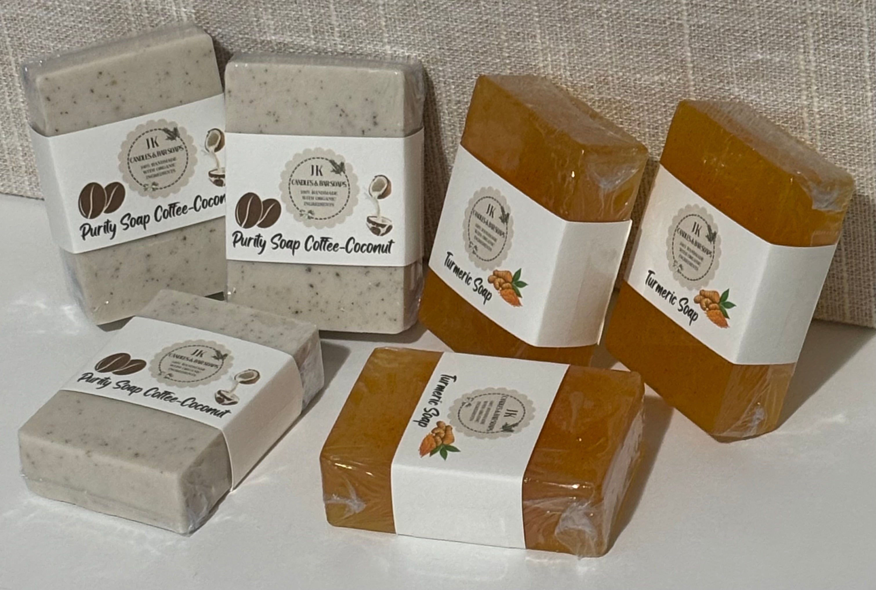 Turmeric and Coffee Coconut Natural Soaps. Set of 6