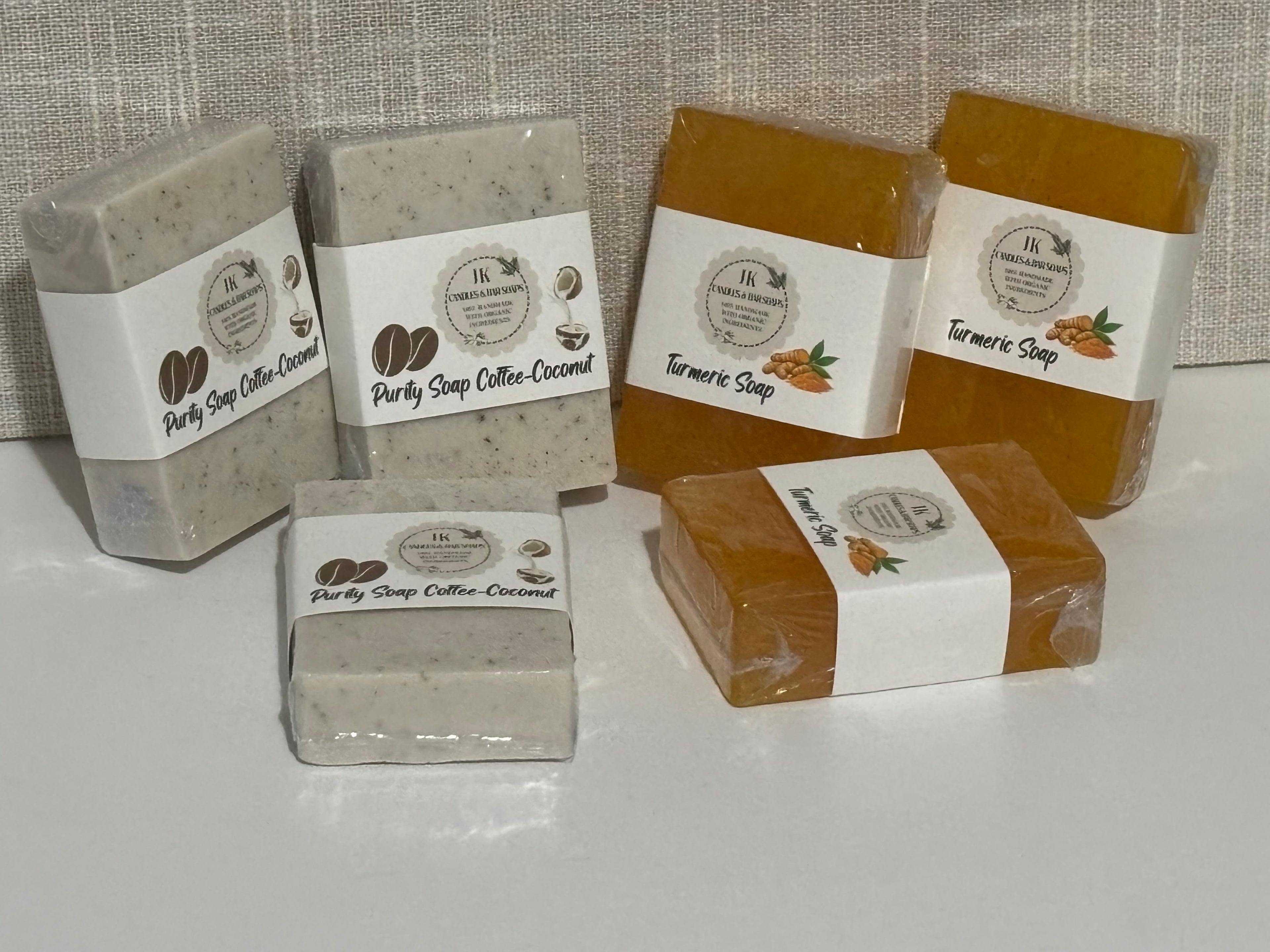 Turmeric and Coffee Coconut Natural Soaps. Set of 6