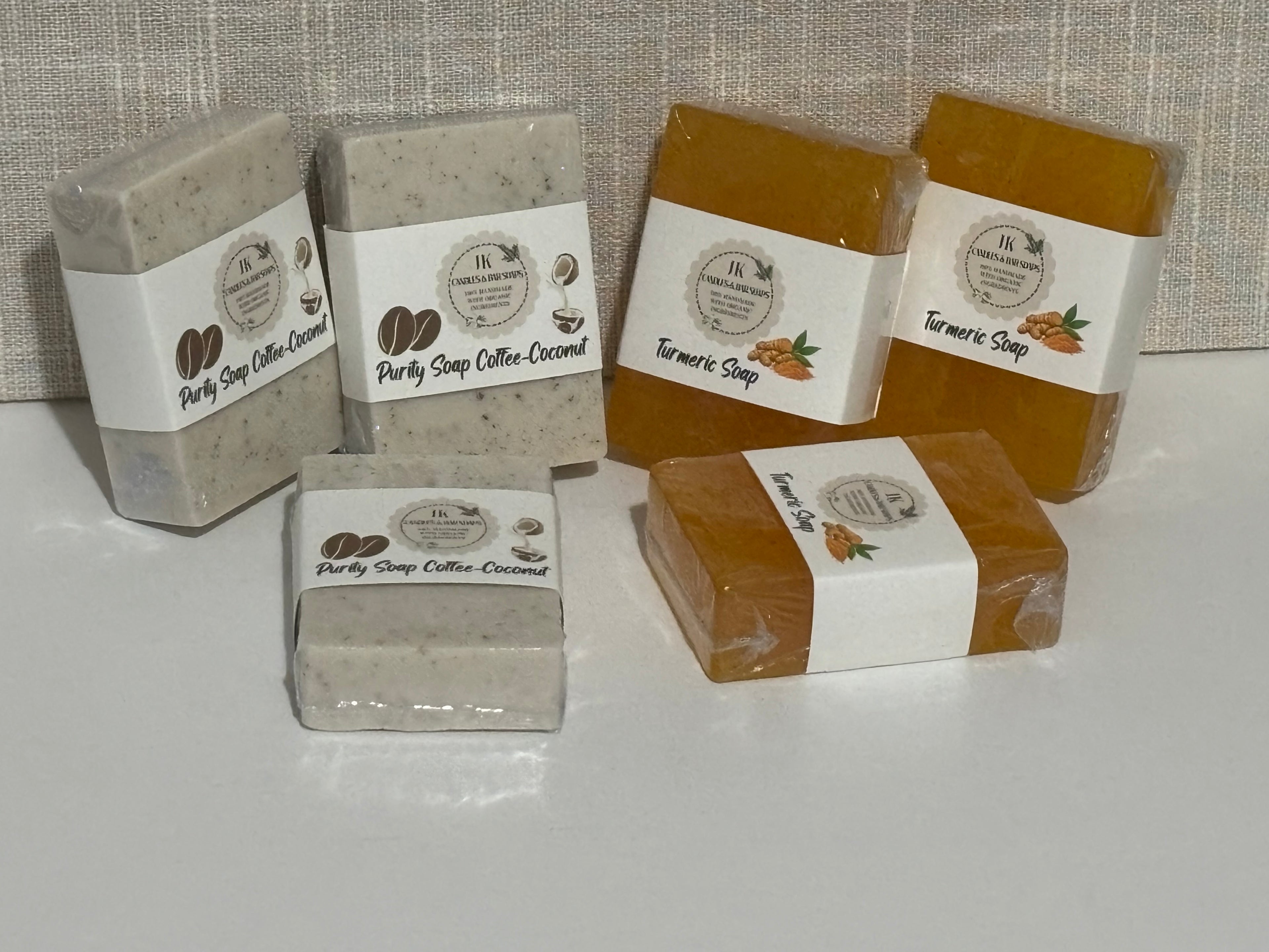 Turmeric and Coffee Coconut Natural Soaps. Set of 6