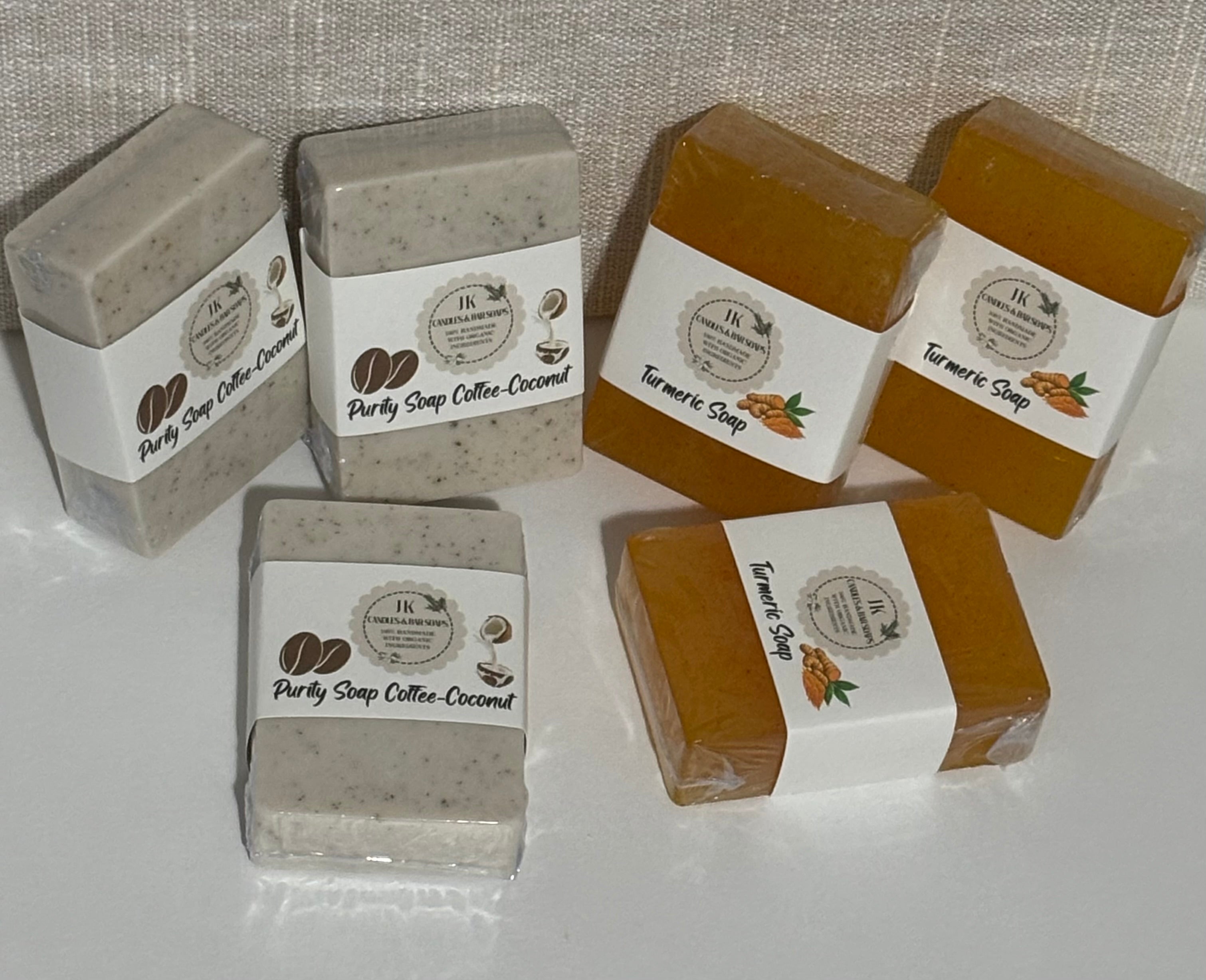 Turmeric and Coffee Coconut Natural Soaps. Set of 6